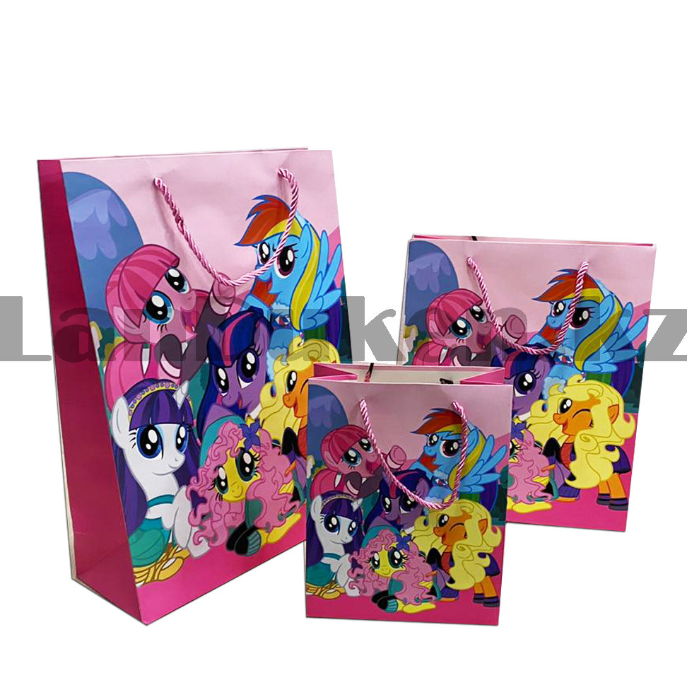 Пакет подарочный M(26х32) для детей из серии My little pony на шнуровке розового цвета с пони - фото 5 - id-p83920626