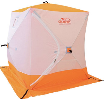 4-местные зимние палатки куб Следопыт (производство Россия),  2,1 х2,1 м, цвет бело-оранжевый