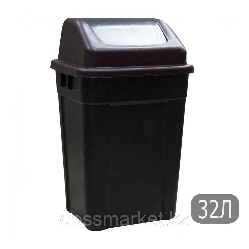 Ведро мусорное с клапаном, черное, 32л - фото 1 - id-p83926576