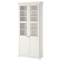Шкаф книжный ЛИАТОРП со стеклянными дверьми белый ИКЕА, IKEA