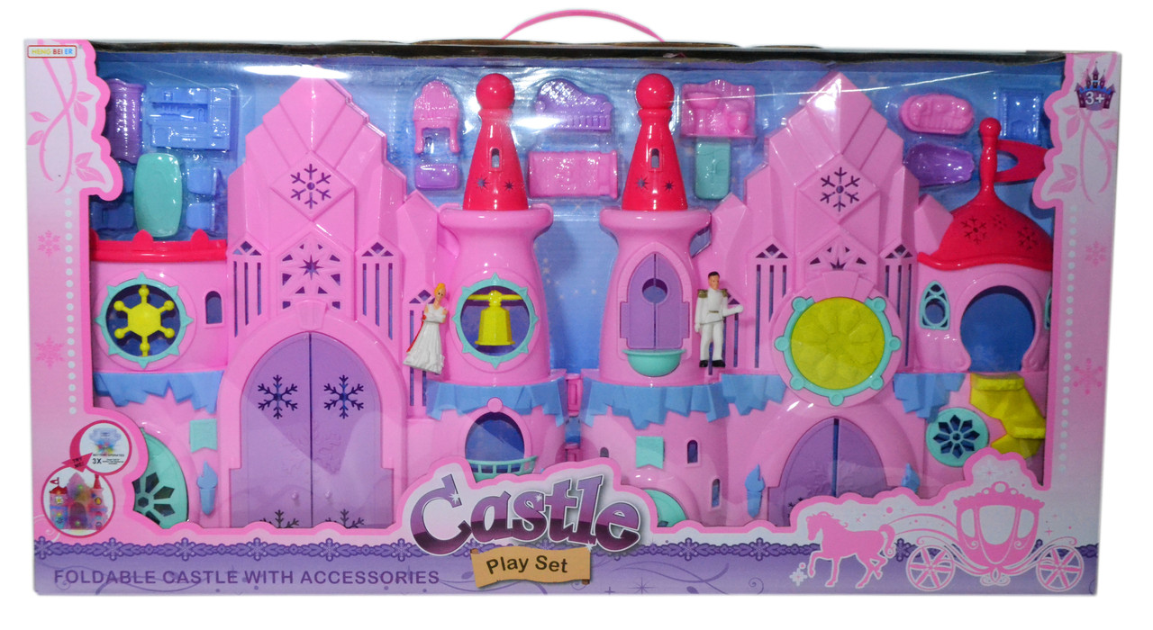 8230-1 Замок с принцем и принцессой розовый Castle Fordale 66*34см