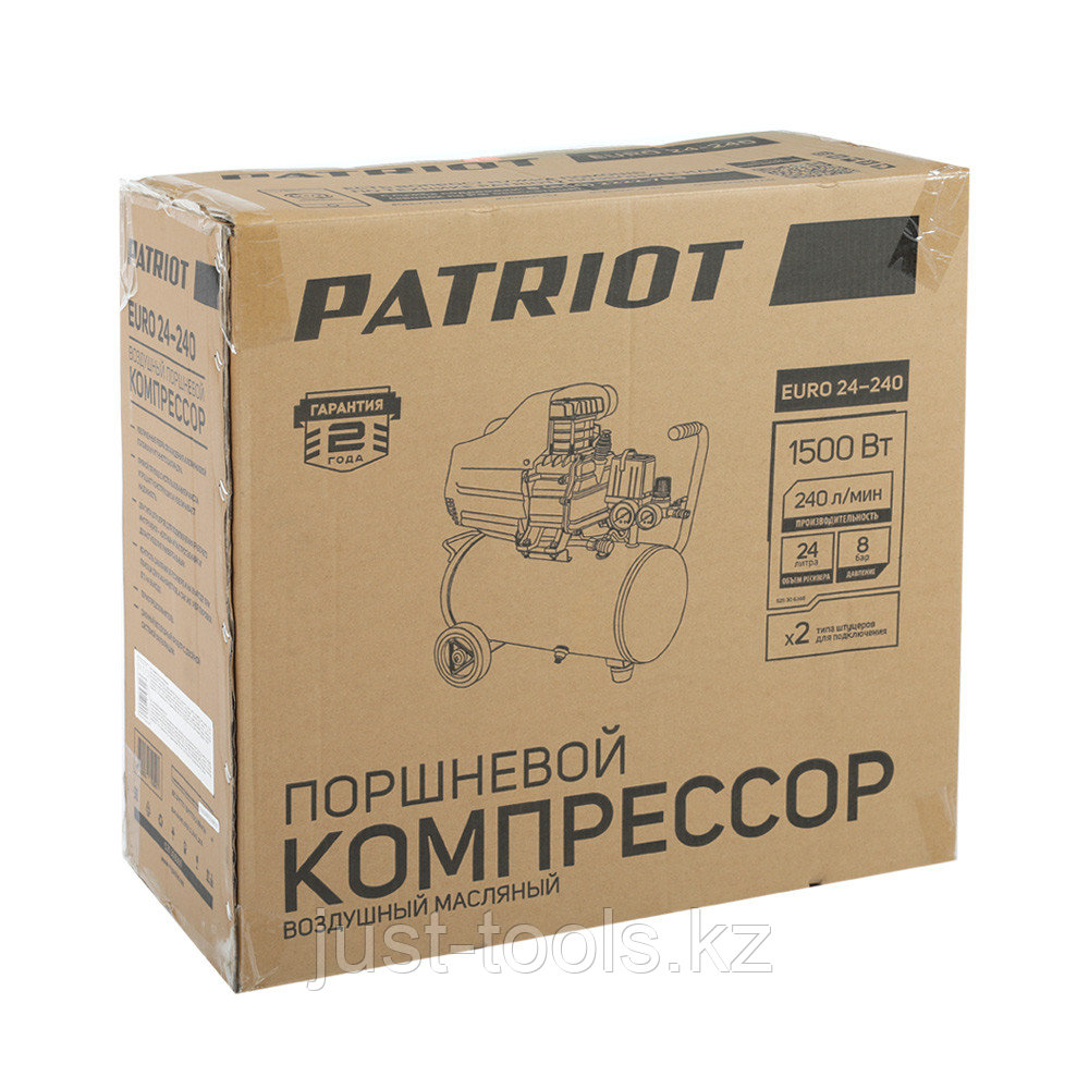 PATRIOT Компрессор Patriot поршневой масляный EURO 24-240, 240 л/мин, 8 бар, 1500 Вт, 24 л, быстросъемный 1/4" - фото 2 - id-p83961620