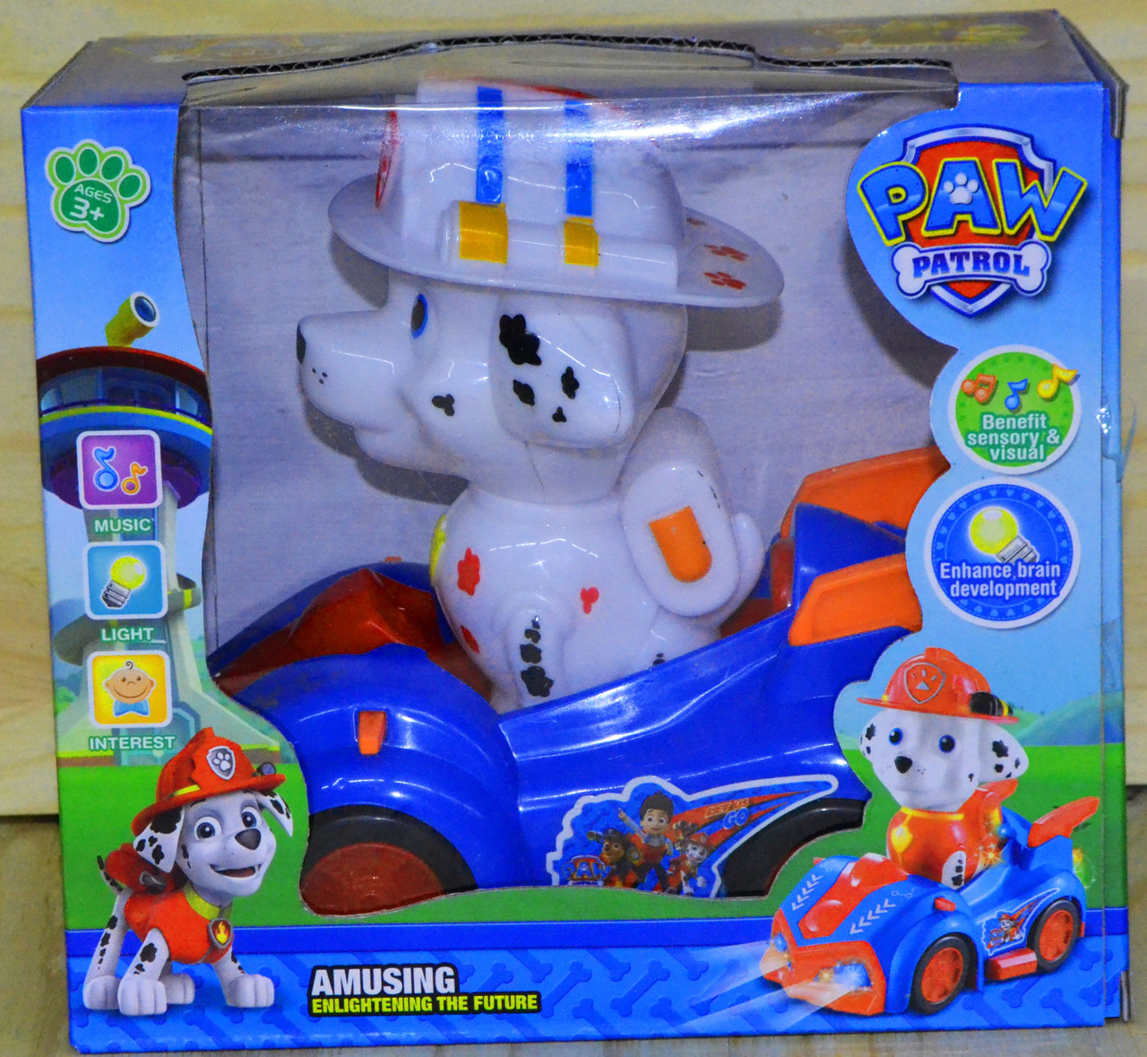 Помятая упаковка!!! 298-19 Paw patrol Щенячий патруль герой на машине,музыкальная 18*17см