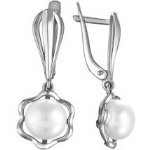 Серьги TEOSA серебро с родием, жемчуг культ., флора 290-5-465Р