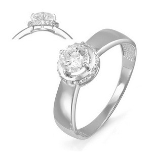 Кольцо TEOSA серебро с родием, фианит, "каратник" T-с114466