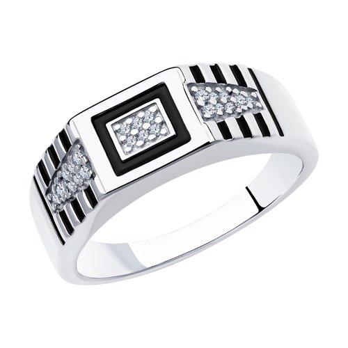 Кольцо мужчинам Diamant (SOKOLOV) серебро с родием, фианит эмаль 94-112-00722-1