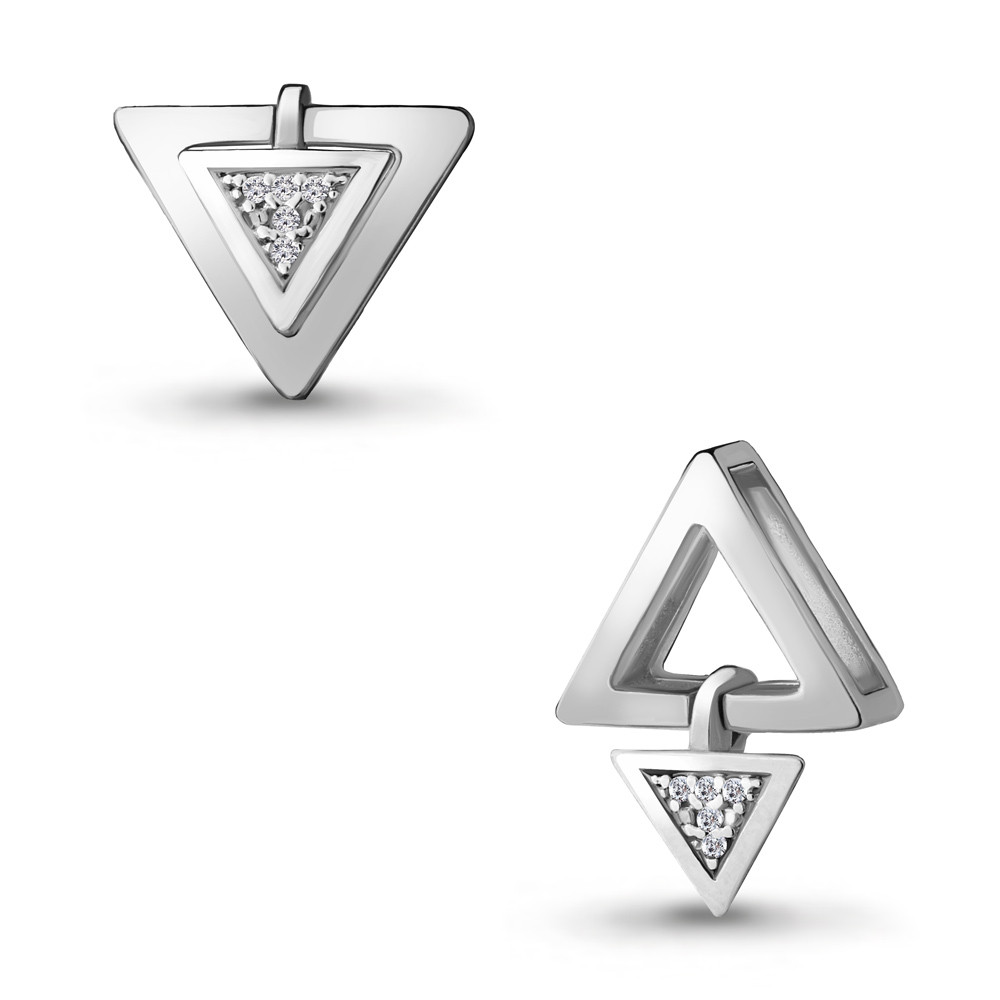 Подвеска AQUAMARINE серебро с родием, фианит, геометрия 24245А