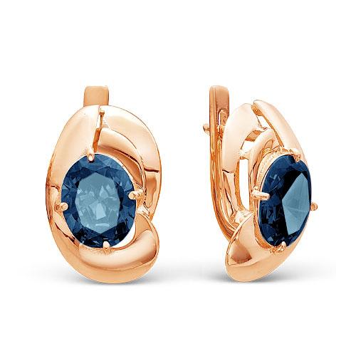Серьги MASKOM серебро с позолотой, топаз лондон, "каратник" 200-1119-z