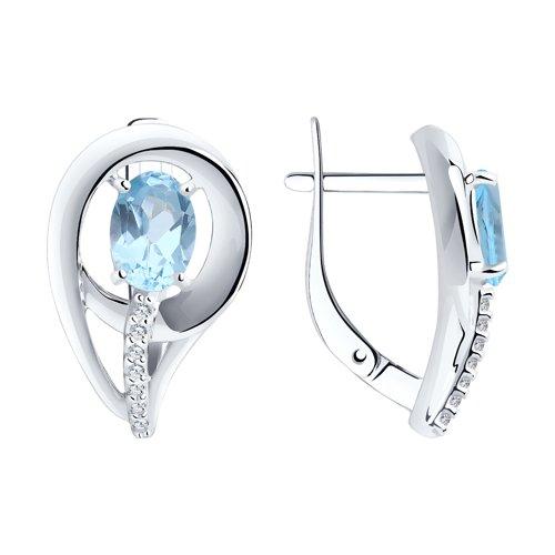 Серьги DIAMANT ( SOKOLOV ) серебро с родием, топаз фианит 94-320-00551-1