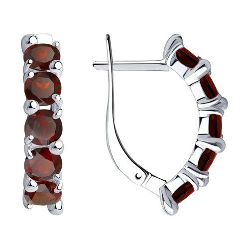 Серьги DIAMANT ( SOKOLOV ) серебро с родием, гранат 94-320-00346-2