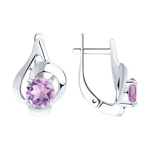 Серьги DIAMANT ( SOKOLOV ) серебро с родием, аметист 94-320-00563-2