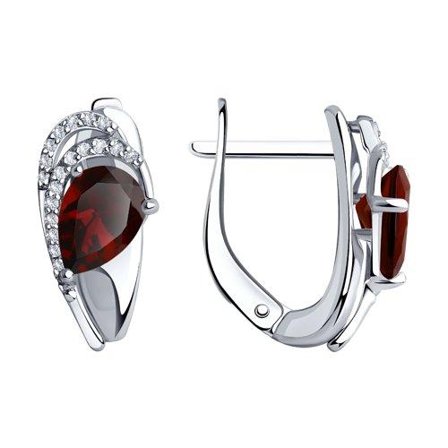 Серьги DIAMANT ( SOKOLOV ) серебро с родием, гранат фианит 94-320-00548-2