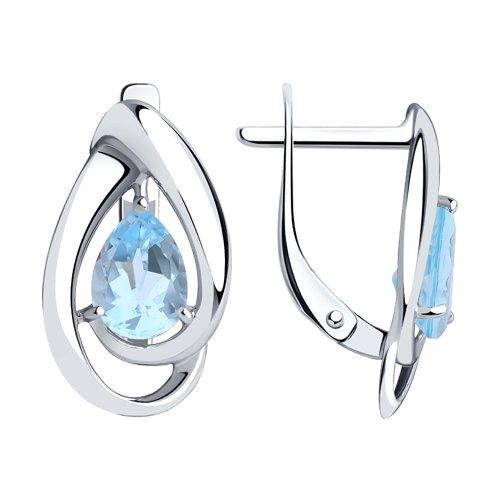 Серьги DIAMANT ( SOKOLOV ) серебро с родием, топаз, "каратник" 94-320-00594-1