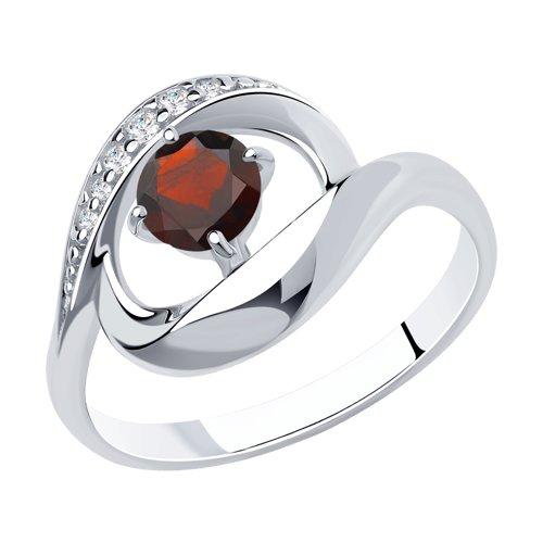 Кольцо DIAMANT ( SOKOLOV ) серебро с родием, гранат фианит 94-310-00695-2 размеры - 17,5