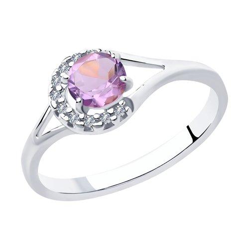 Кольцо DIAMANT ( SOKOLOV ) серебро с родием, аметист фианит 94-310-00504-1