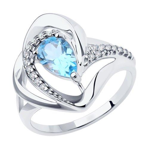 Кольцо из серебра с топазом и фианитами DIAMANT ( SOKOLOV ) 94-310-00630-1 покрыто родием