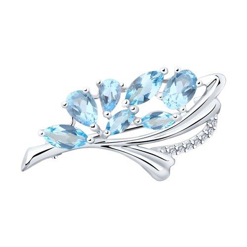 Брошь DIAMANT ( SOKOLOV ) серебро с родием, топаз фианит 94-340-00528-1