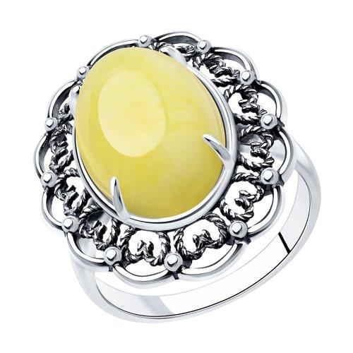 Кольцо Diamant (SOKOLOV) из черненного серебра, янтарь пресс. 95-310-00849-1