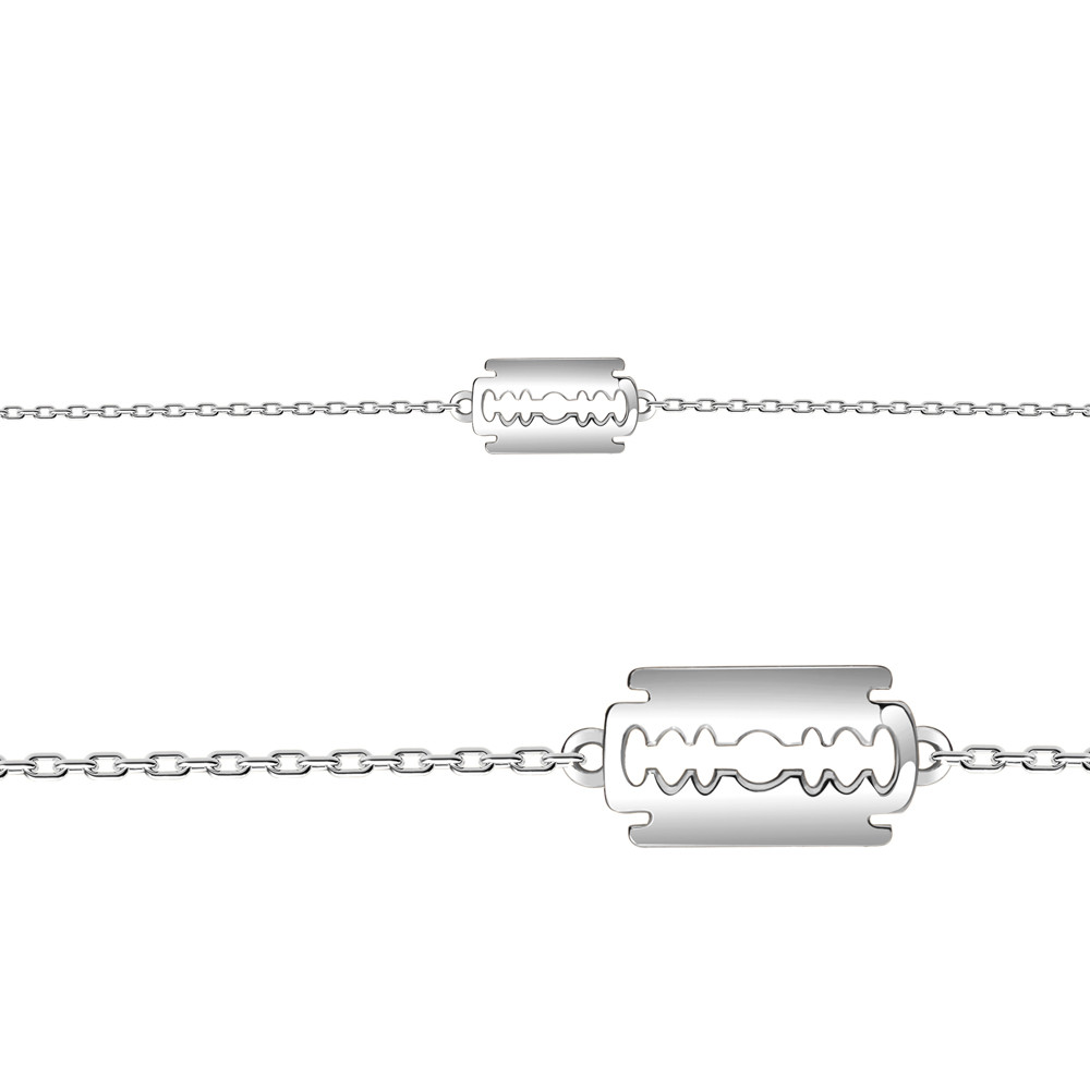 Браслет AQUAMARINE серебро с родием, фианит, символы 74508.5