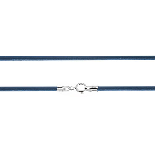 Шнур TEOSA серебро с родием, кожа F0023/1-bl-50