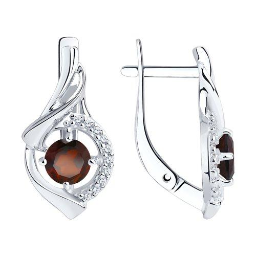 Серьги Diamant (SOKOLOV) серебро с родием, гранат фианит 94-320-00379-2