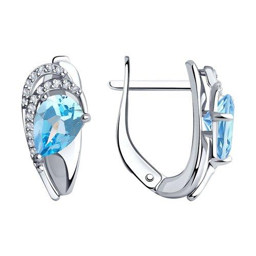 Серьги DIAMANT ( SOKOLOV ) серебро с родием, топаз фианит 94-320-00548-1
