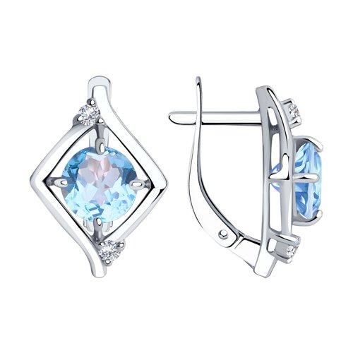 Серьги Diamant (SOKOLOV) серебро с родием, топаз фианит 94-320-00603-1