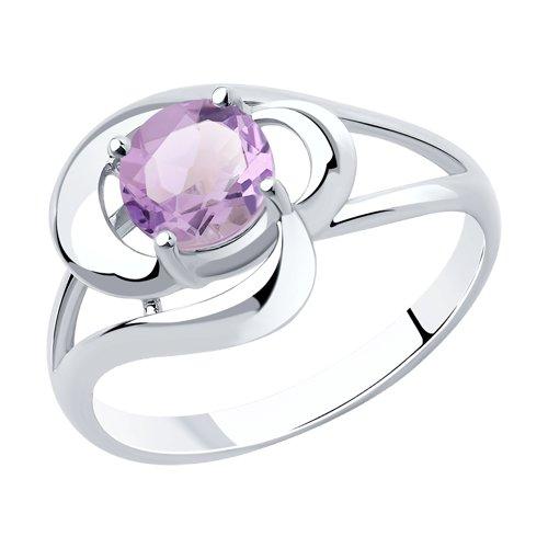 Кольцо DIAMANT ( SOKOLOV ) серебро с родием, аметист 94-310-00563-2 размеры - 16 17