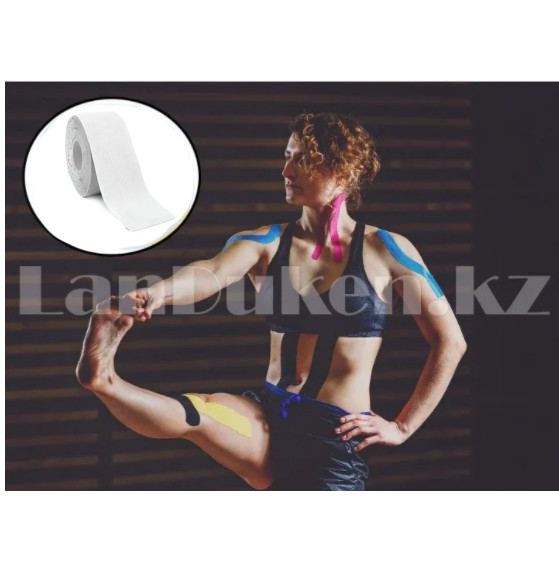 Пластырь для поддержки мышц Kinesiology Tape спортивный тейп Кинезио 5 см х 5 м (белый) - фото 3 - id-p83983192