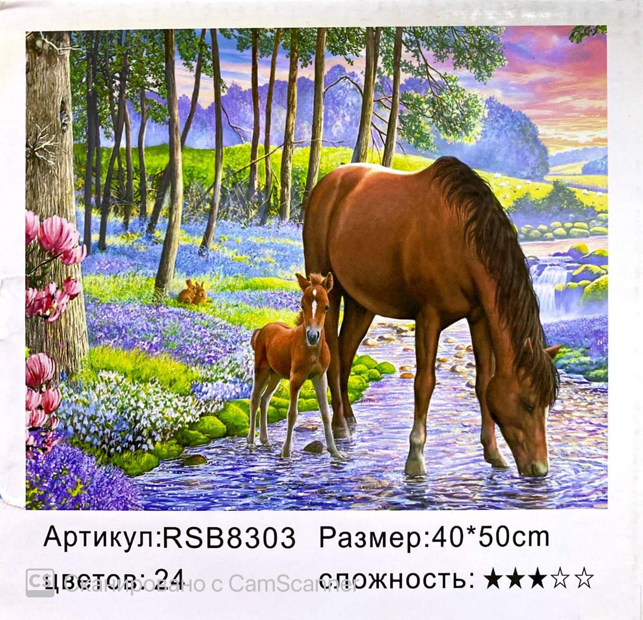 Картина по номерам " Лошадь с жеребенком " 40 х 50 см