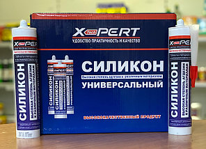 Герметик силиконовый санитарный универсальный серый X-PERT 24 шт в коробке, фото 2