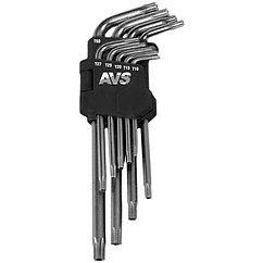 Набор ключей торцевых изогнутых TORX с отверстием 9 предметов (T10-T50) AVS TXL-9H