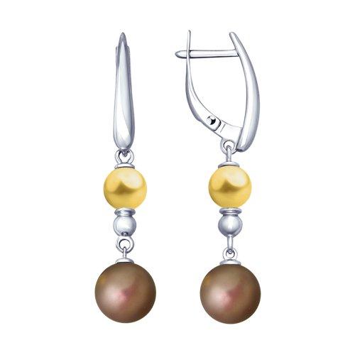 Серьги SOKOLOV серебро с родием, жемчуг swarovski синт. 94023016