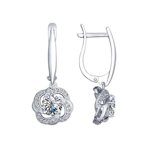 Серьги SOKOLOV серебро с родием, фианит swarovski фианит 89020047