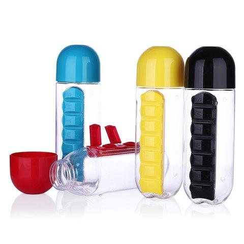 Бутылка 700мл с недельным органайзером для таблеток и витаминов Pill Vitamin Water Bottle (Красный) - фото 9 - id-p84011656