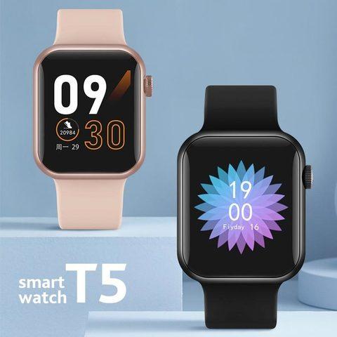 Часы умные IWO Smart Watch поколение T5 с датчиком пульса и артериального давления (Золотистый алюминий)