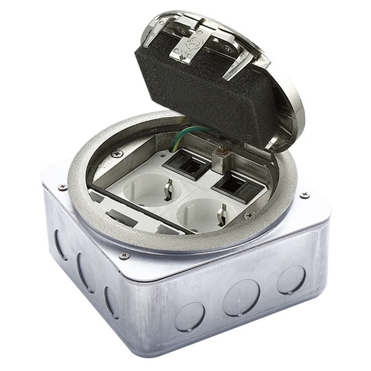 Shelbi SF-6M-IP65-S Напольный лючок на 4 модуля + 2 Keystoune модуля, IP65, металл, серебро