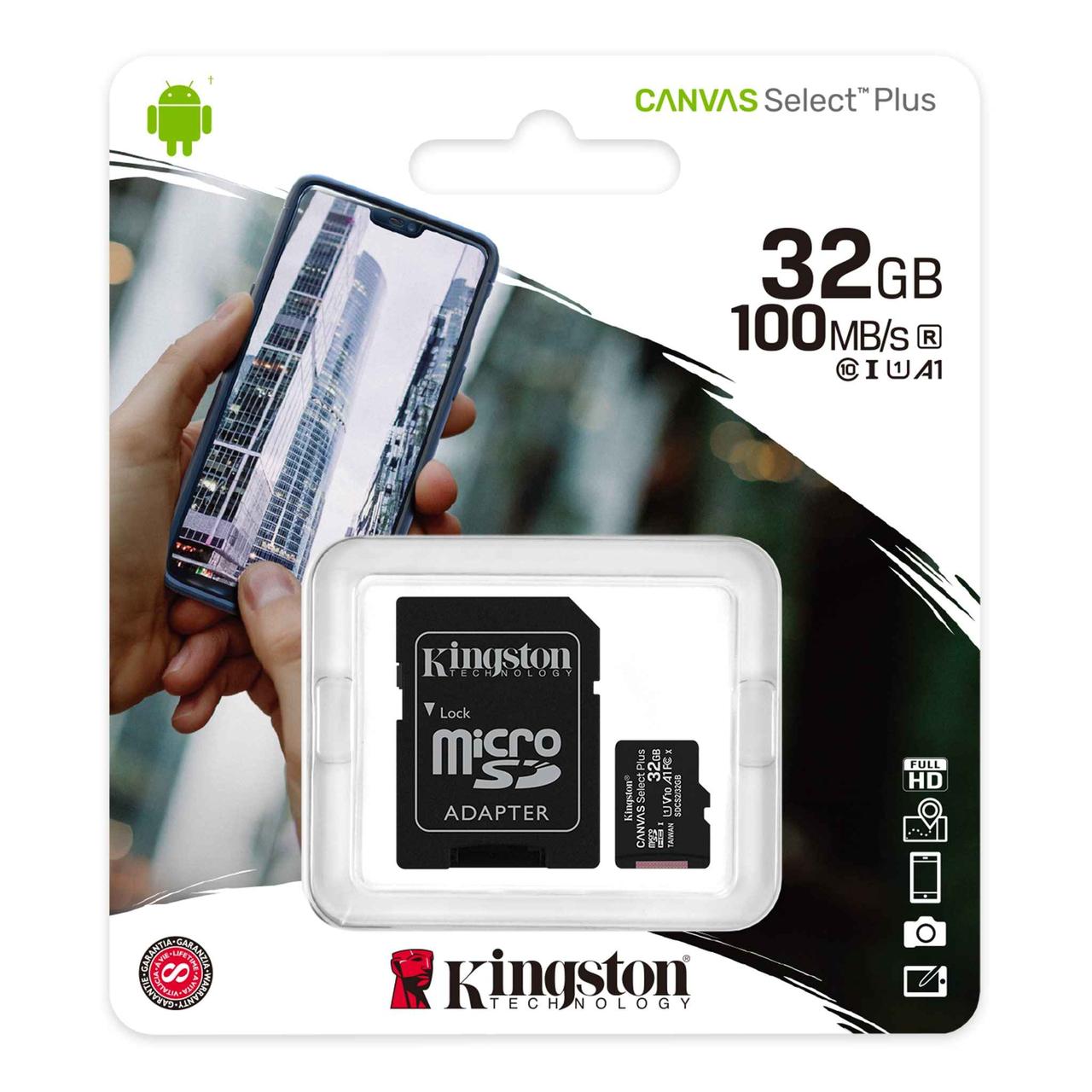 Карта памяти MicroSD, Kingston Canvas Select Plus, 32GB SDCS2/32GB - фото 1 - id-p84053901