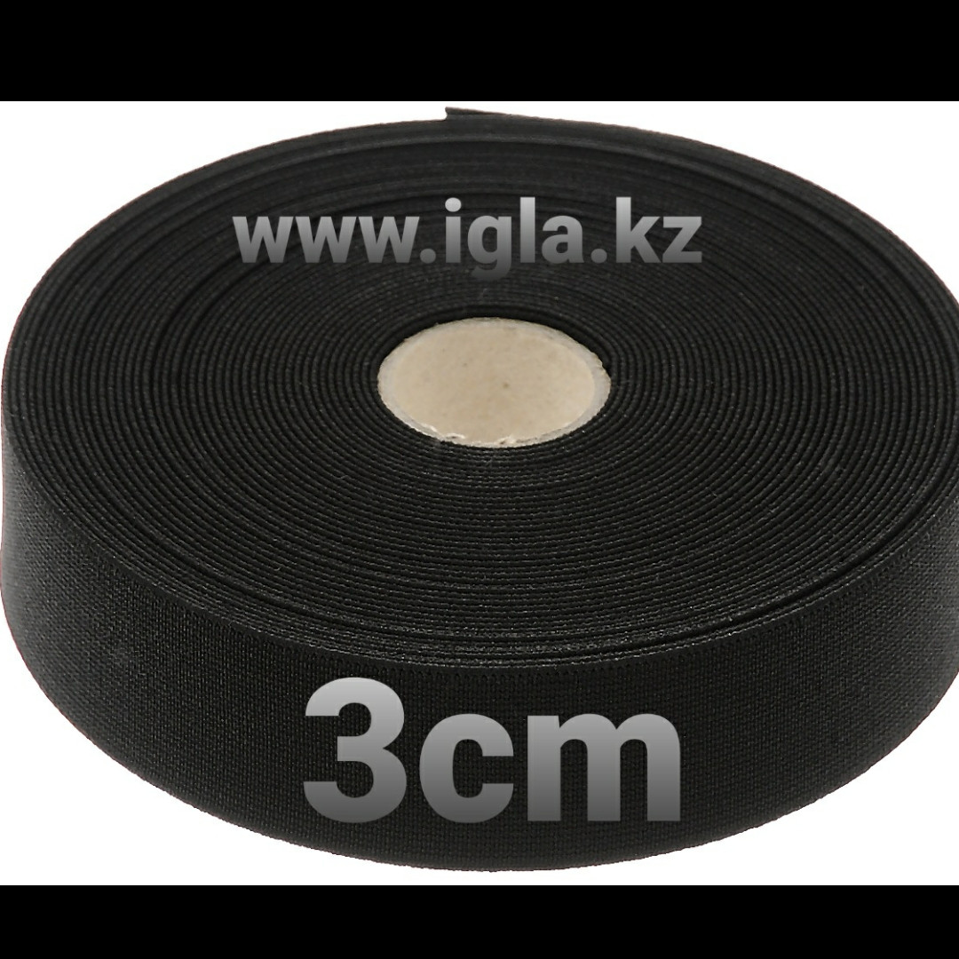 Эластичная швейная лента резина 3см 30м черная - фото 1 - id-p84091414