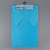 Набор ковриков для ванны и туалета Доляна, 2 шт: 40×50, 50×80 см цвет голубой, фото 6
