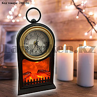 Светодиодный камин-ночник с часами светильник с эффектом живого огня электрический и от сети SP-14