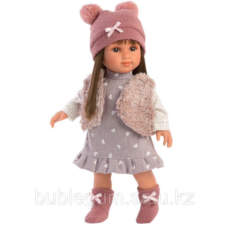 LLORENS: Кукла Сара 35 см., брюнетка в меховом жилете