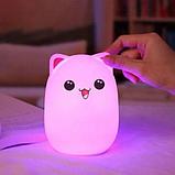 Светильник силиконовый «Милый котик» COLORFUL SILICON ANIMAL LIGHT, фото 2