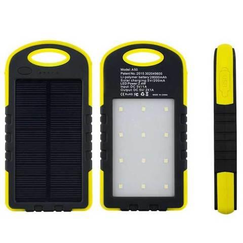 Аккумулятор для зарядки портативный на солнечных батареях LED Light A50 [28000 мАч.] - фото 1 - id-p70218184