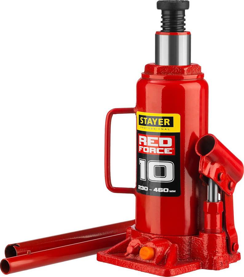 Домкрат бутылочный Stayer, 10 т., 230-460 мм, серия "Red force" (43160-10_z01) - фото 1 - id-p76810513