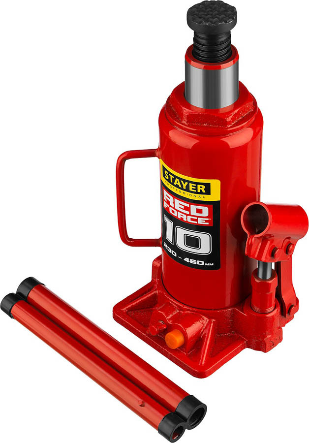 Домкрат бутылочный Stayer, 10 т., 230-460 мм, серия "Red force" (43160-10_z01) - фото 4 - id-p76810513
