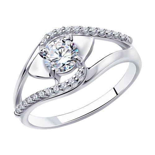 Кольцо из серебра с фианитами DIAMANT ( SOKOLOV ) 94-110-00731-1 покрыто родием