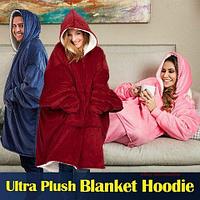 Плед-толстовка с капюшоном Huggle Hoodie Ultra Plush (Серый)