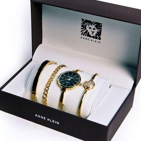 Часы наручные женские Anne Klein с тремя дизайнерскими браслетами (Черный в серебре) - фото 6 - id-p84209602