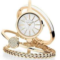 Часы наручные женские Anne Klein с тремя дизайнерскими браслетами (Белый в золоте)